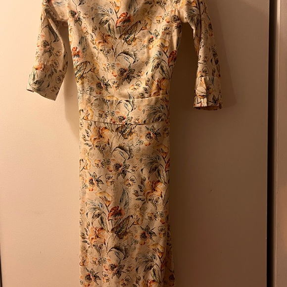 Vintage; hand made; one of a kind floral midi dress. Size 2 - Picture 8 of 14
